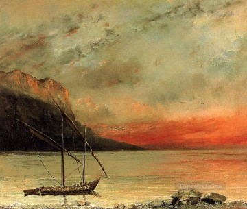 レマン湖の夕日 写実主義の画家ギュスターヴ・クールベ Oil Paintings
